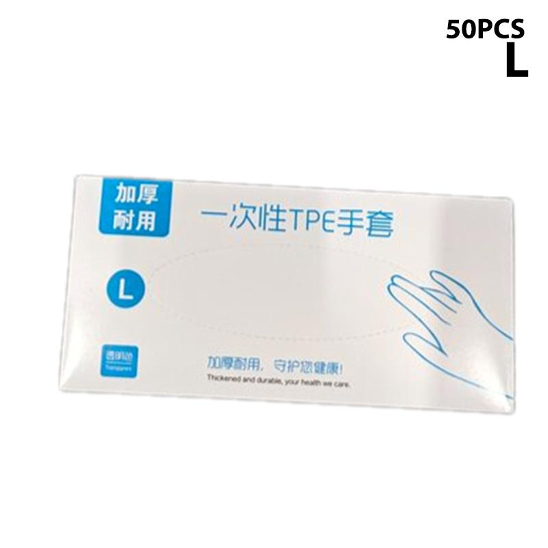 50/100 ks Rukavice bez latexu Tpe Jednorázové rukavice Transparentní Protiskluzové kyseliny Bezpečnost práce Potravinářské rukavice pro čištění domácností