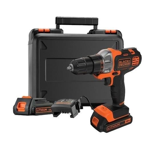 Perceuse visseuse sans fil 18V + 2 batteries 1,5Ah + chargeur - BLACK&DECKER - MT218KB-QW - Avec mallette de transport