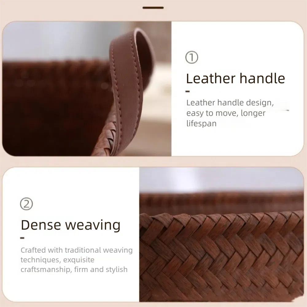 38cm Dirty Clothes Basket Square Laundry Hamper Portable Hand Woven Storage Basket  for Towel