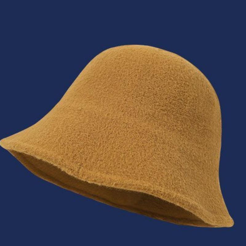 Women Solid Color Fisherman Hat Thin Fur Foldable Winter Bucket Basin Knitting Fleece Hat