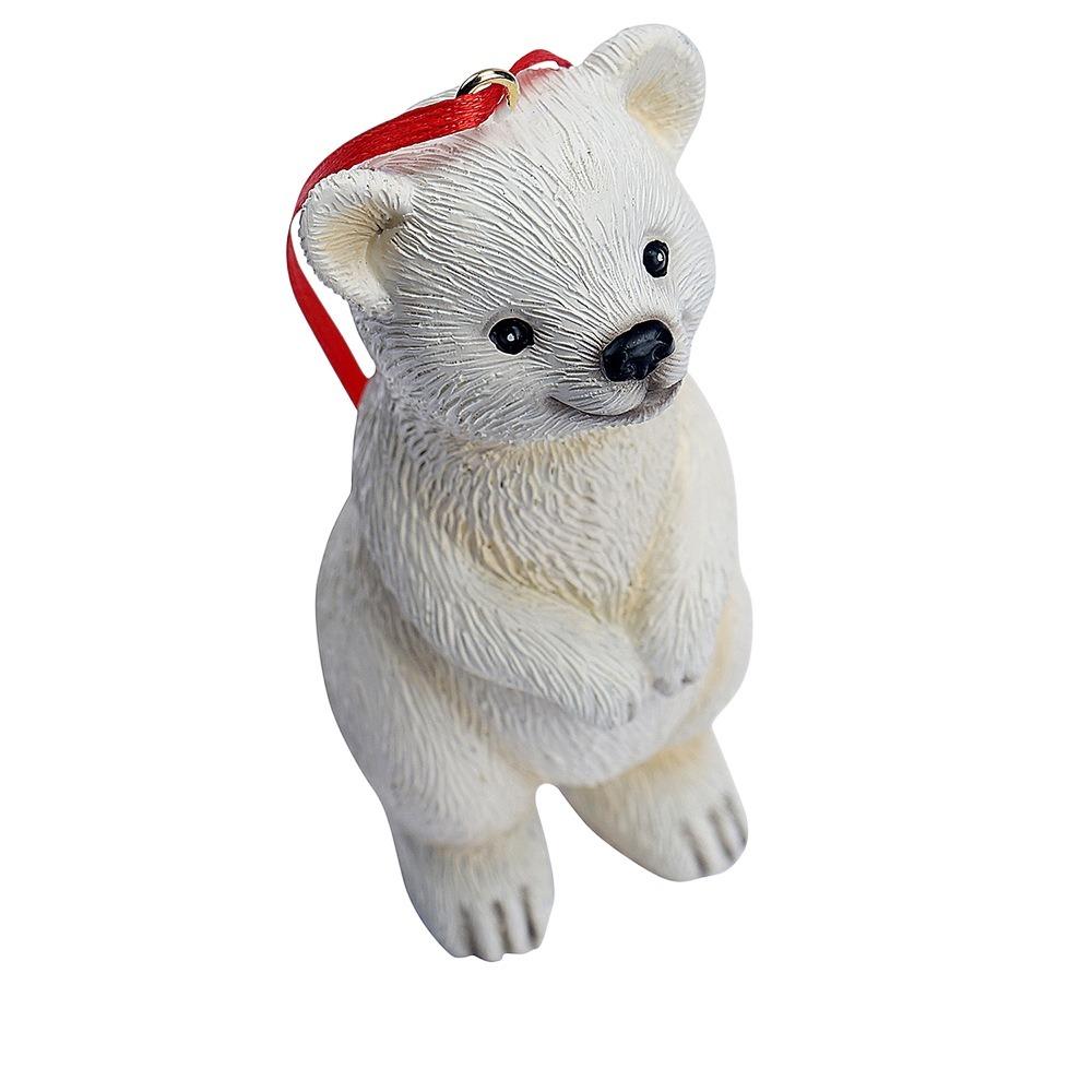 Resin Crafts Christmas Tree Pendant Cartoon Animals Mini Bear Statue Wreath  Room Decoration