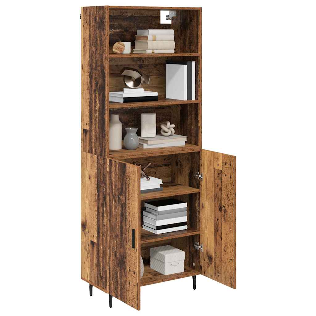 Highboard Reclaimed Wood 69.5 x 34 x 180 cm Engineered Wood and Glass