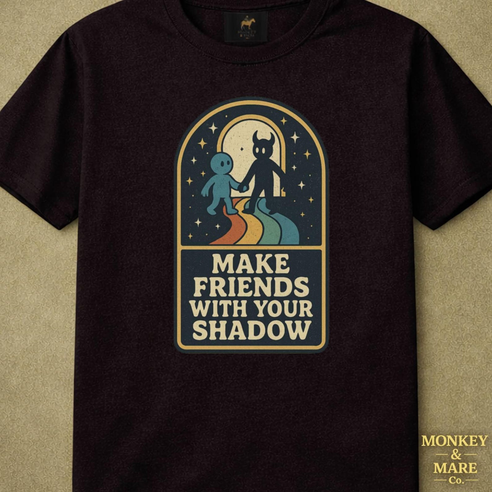 Cartoon Shadow Friend Shirt, Make Friends With Your Shadow, Therapy Humor Self Growth Tee S