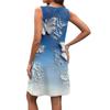 Women's Summer V-neck Casual Beach Vacation Retro Floral Print Sleeveless Patchwork Dress