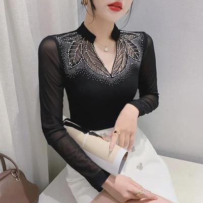 2023 Early Autumn Designer Slim Fit Blouse with Hot Diamond Detail for Women