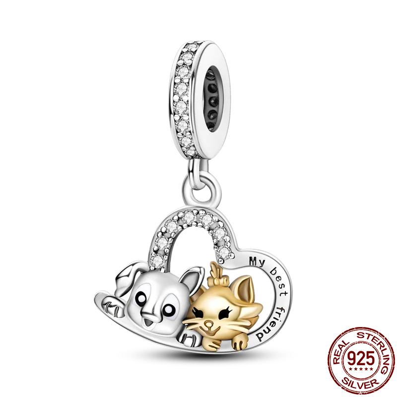 Copper Couple Lovers Sisters The Swing Pendant Charms Fit Original Bracelet Diy Bead Women Jewelry Gift
