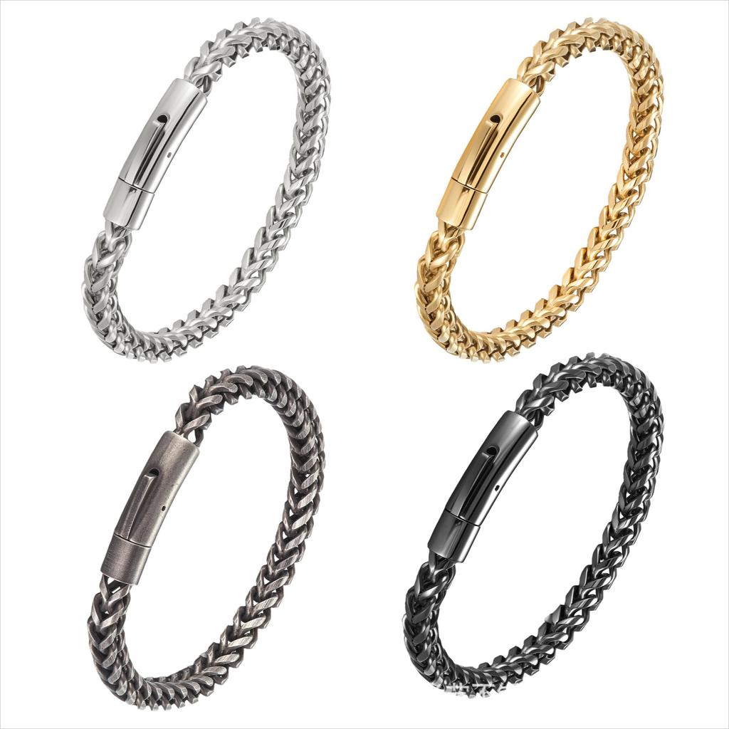 Pulseira de moda nicho pulseira de aço titânio retrô com fivela de mola joia masculina presente