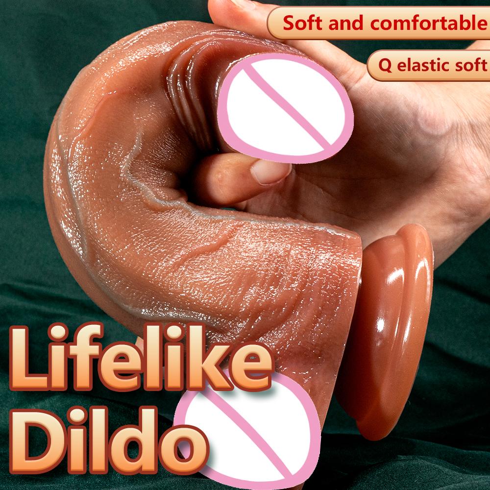 Super Soft Silicone Big Penis Realistic Dildo with Suction Cup Vagina Stimulato G-spot Curved Shaft Sex Toys For Women Men Gay