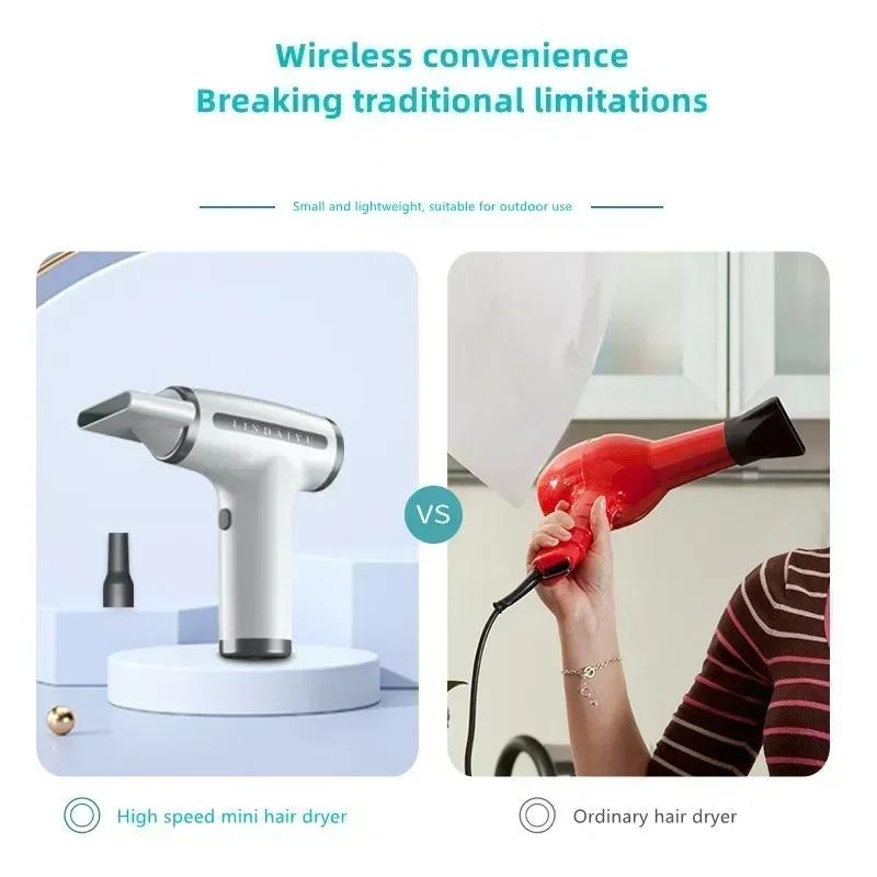 Powerful 11000RPM 4 in 1 Wireless Hair Dryer Multifunctional Air Duster Blower Travel USB Rechargeable Negative Ions Blow Dryer