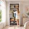 White, 90 x 50 x 200 cm, tall hinged door wardrobe, with 1 clothes rail and 5 storage compartments, for bedroom, children's room and office