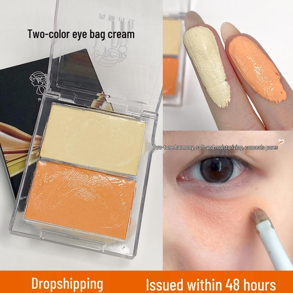 Dual-Tone Eye Bag Concealer: Orange for dark circles, yellow for tear troughs, nasolabial folds, and dull skin correction.