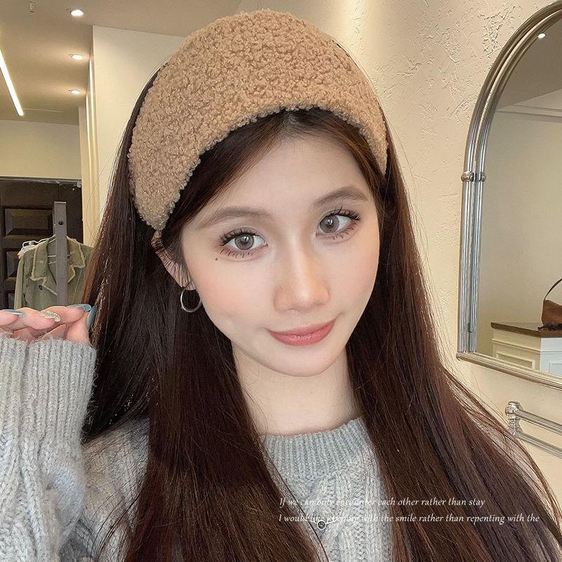 High-End Rotes Lammwoll-Damen-Stirnband mit breiter Krempe für Herbst/Winter – Elegantes Skull-Top-Haargummi, perfekt für Weihnachten & Neujahr