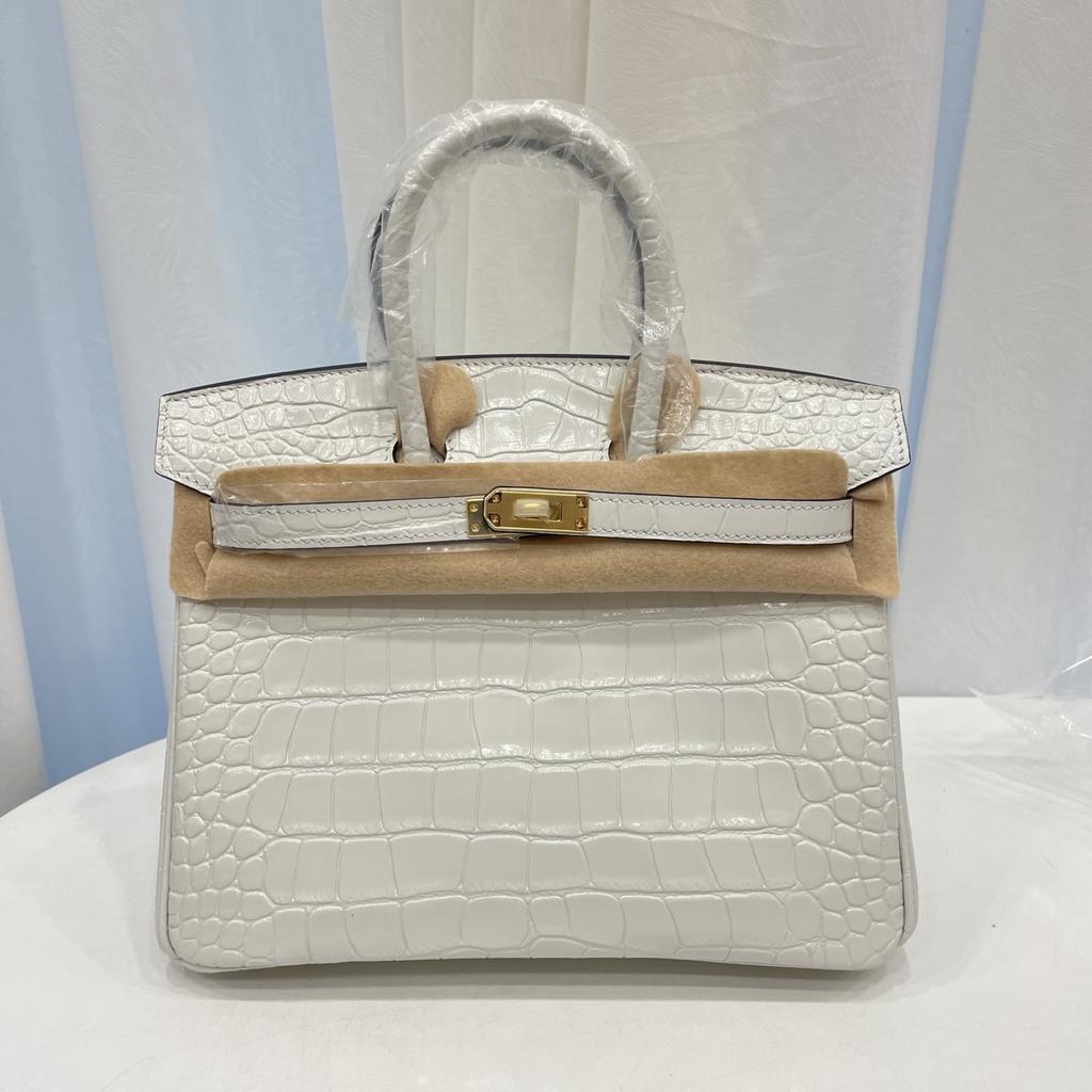 New Top-grain Cowhide Crocodile Pattern Women's Full Pair Version Shoulder Strap Version Handbag Lock Solid Color Women's Bag