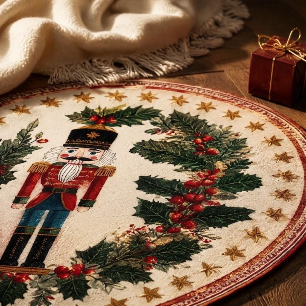 2D Flat Printed 3D Illusion Rug Santa Claus Xmas Home Decor Round Vortex Carpet  Indoor