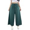 Southeast Asia Women's Casual Loose Ramie Culottes - Wide-Leg All-Cotton Slimming Pants, Eight-Point Length