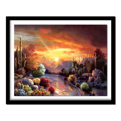 Trapano rotondo completo Ricamo diamante fai da te Deserto Crepuscolo Pittura diamante Punto croce Decorazione strass