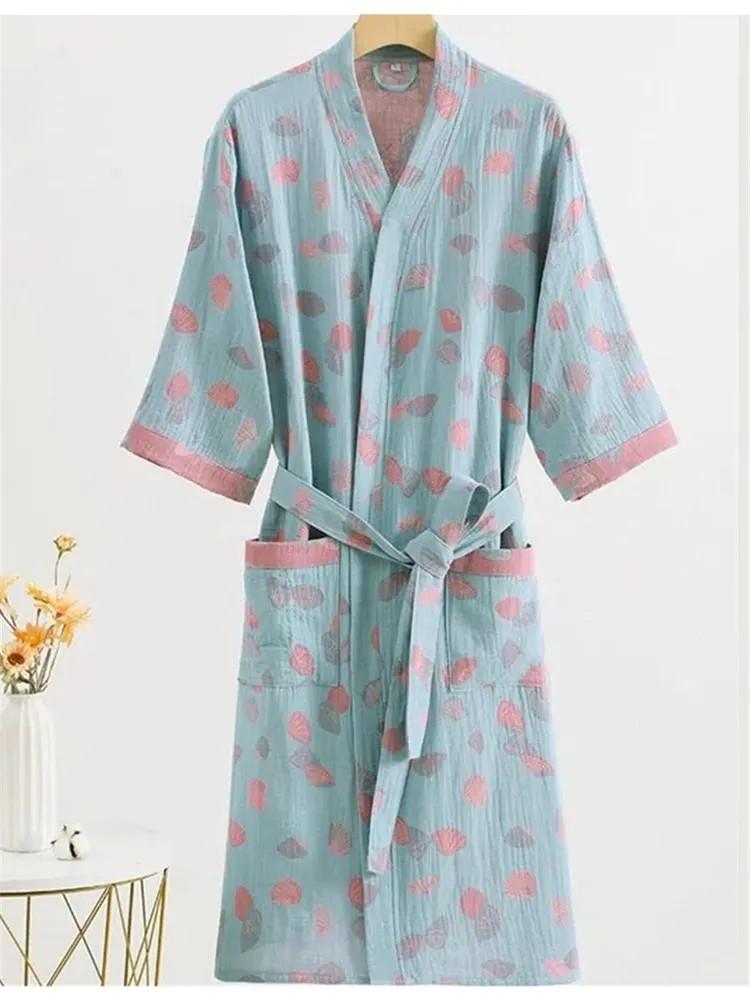 Puuvillane kahekihiline hommikumantel, õhuke ööriietus, koduriietus, naiste magamisrõivas, kiiresti kuivav vett imav yukata
