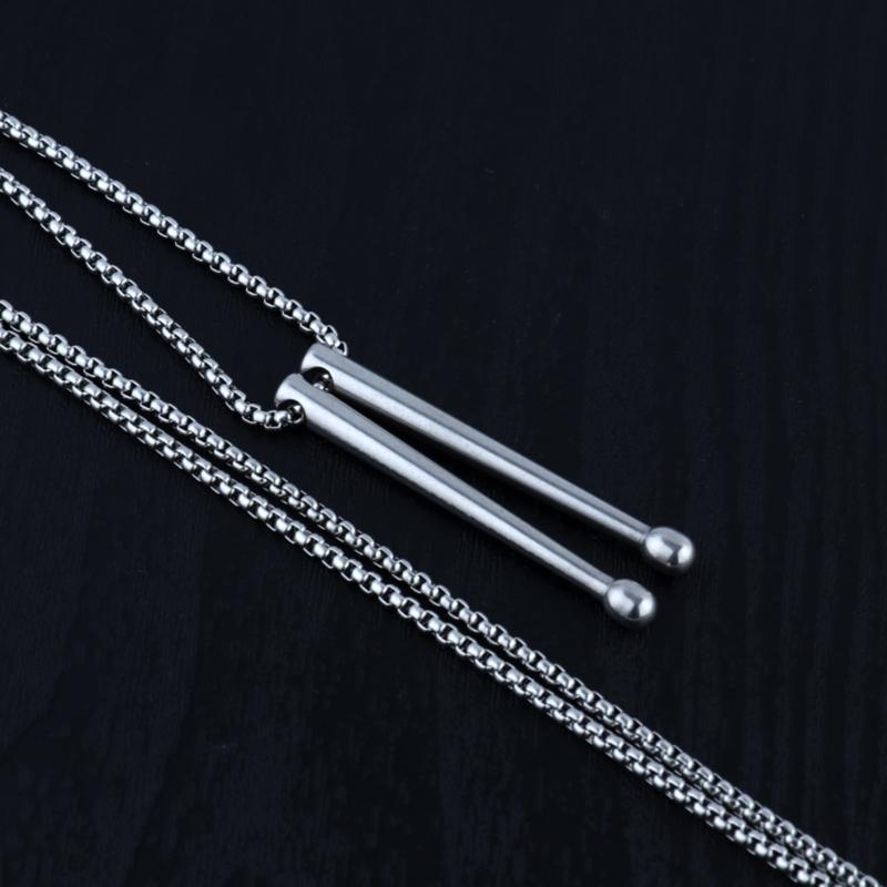 Edelstahl Silber Drumstick Anhänger Halskette Schmuck Ornament Zarte Schlüsselbeinkette Accessoire für Musikliebhaber