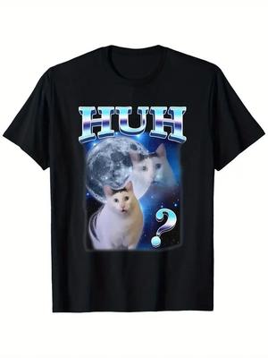 T-shirt Meme Gatto Divertente 100% Cotone | Unisex Adulti, Maniche Corte, Nera, S-XXXL,