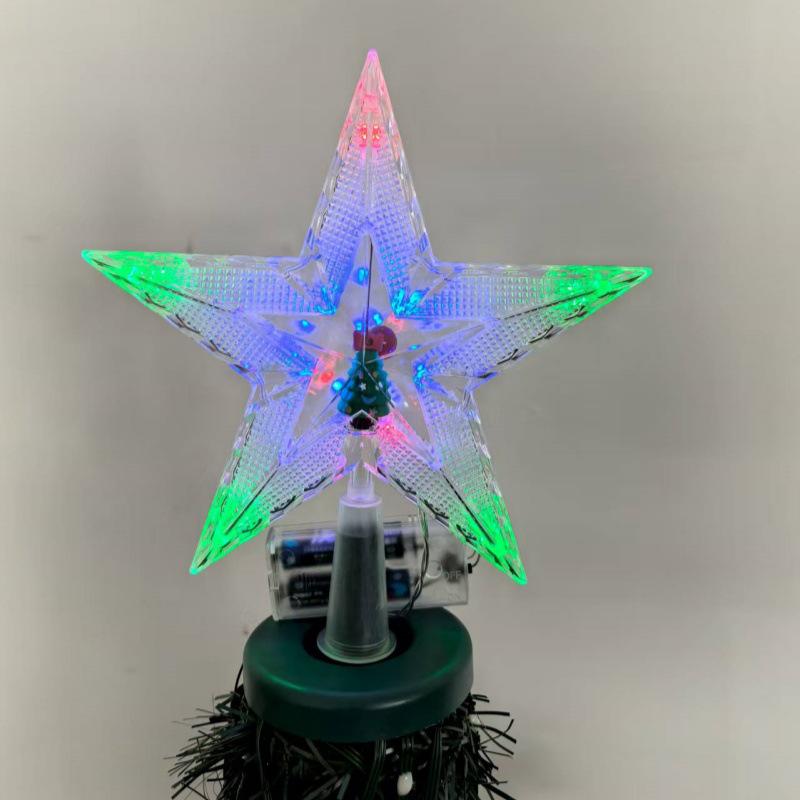 New 20cm Double-layer Five-pointed Star Snowman Tree Topper Light