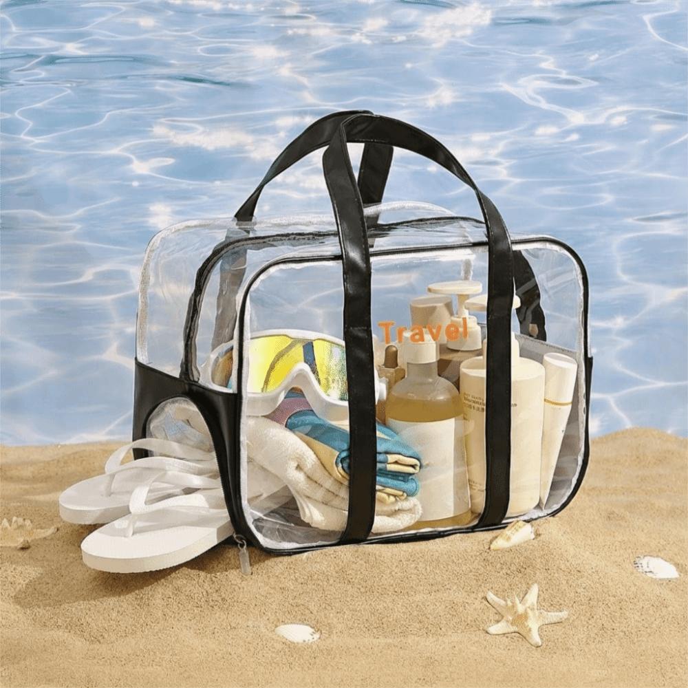 Simple PVC Transparent Cosmetic Bag Large Capacity Waterproof Fitness Training Bag Wash Bag Lightweight Outdoor Sports Bag Women