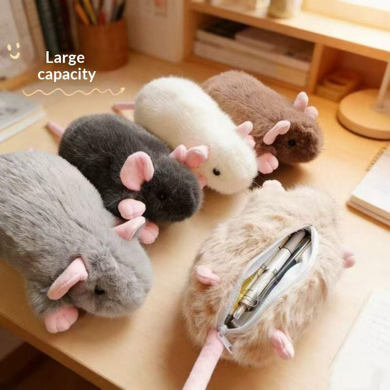 1Pc Cute Octopus Mouse Pencil Case Mouse-Shaped Pencil Case Plush Toy Student Stationery Organizer For Girls