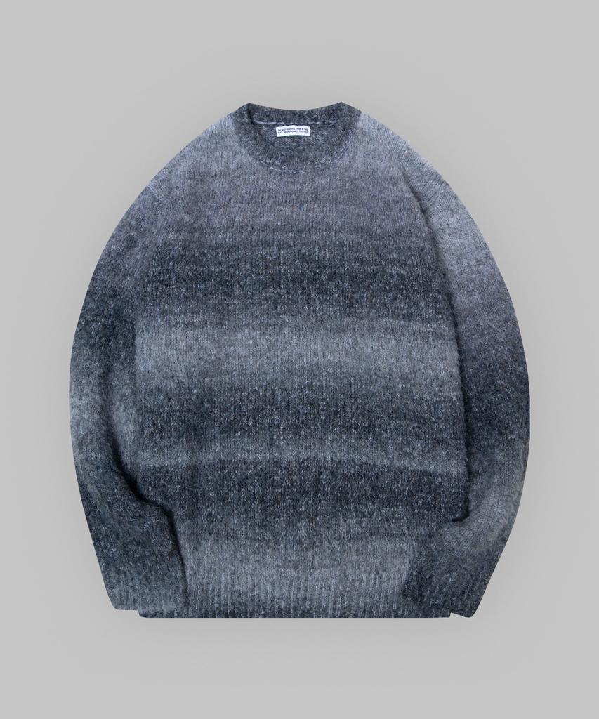 SOME PLACE Gradient Stripe Oversized Round Knit [Gray]