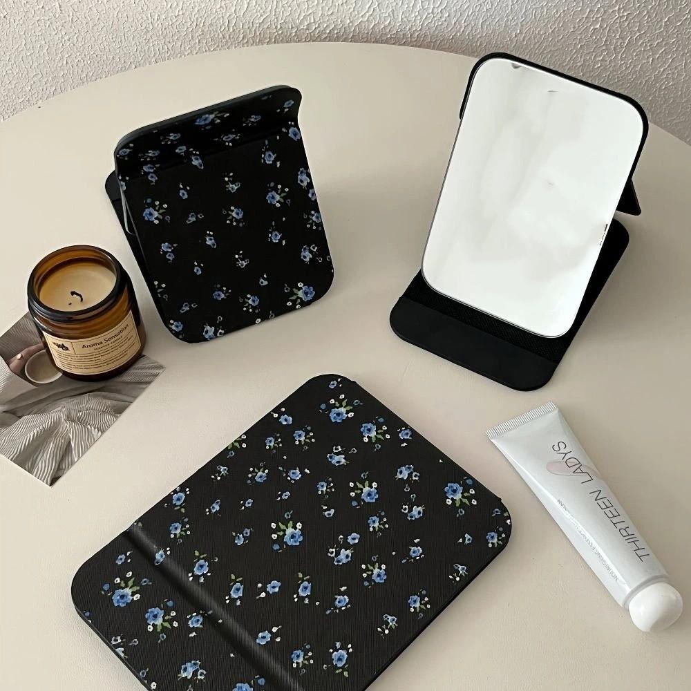 PU Deri Katlanır Makyaj Aynası Kompakt Kozmetik Ayna Cep Makyaj Aynası Makyaj Masası Aynası Yatak Odası