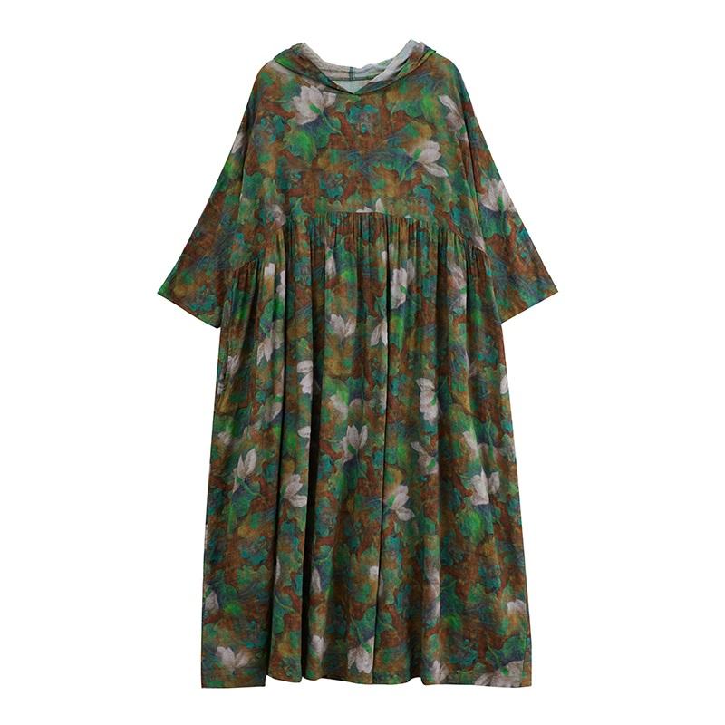Übergröße Baumwolle Kapuze Vintage floral neu in Kleider für Frauen lässig locker lang Frühling Sommerkleid
