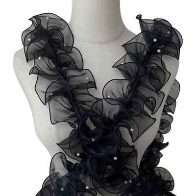 11 cm Brede Organza Kralenlint Golf Ruche Rand Bloemen Kant Lolita Kant Accessoires Parelwoven Rand 1 Meter Geplooide Kantrand