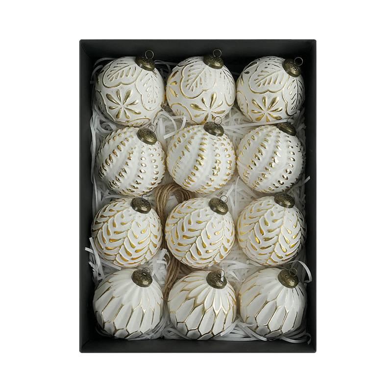 Boules Ornementales pour Sapin de Noël Style Ancien 8cm