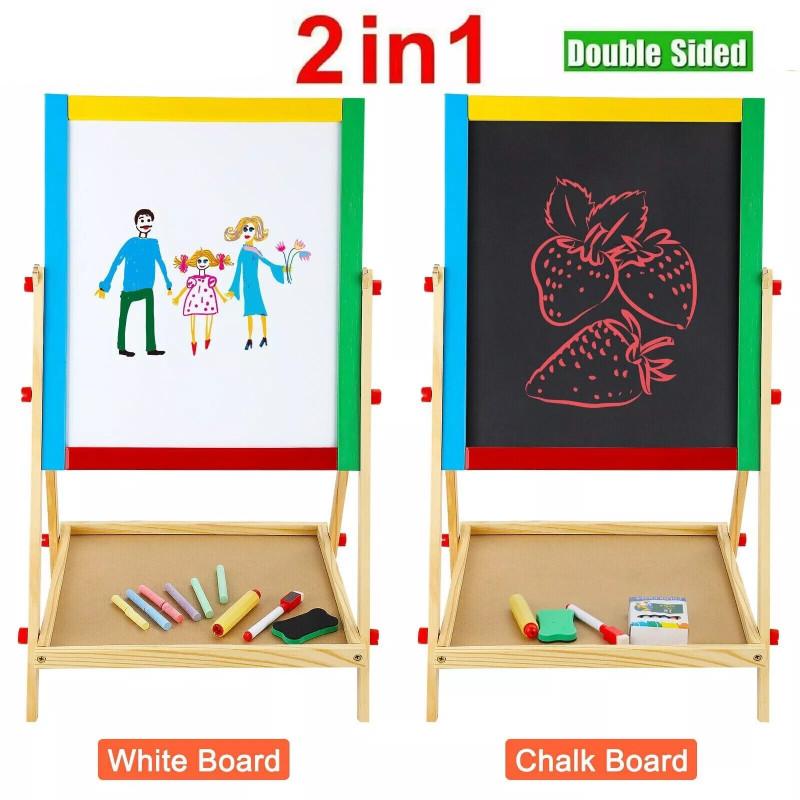 2 1 In Adjustable Bla White Wooden Easel Ding Chalk Board Childs Art Craft Toy