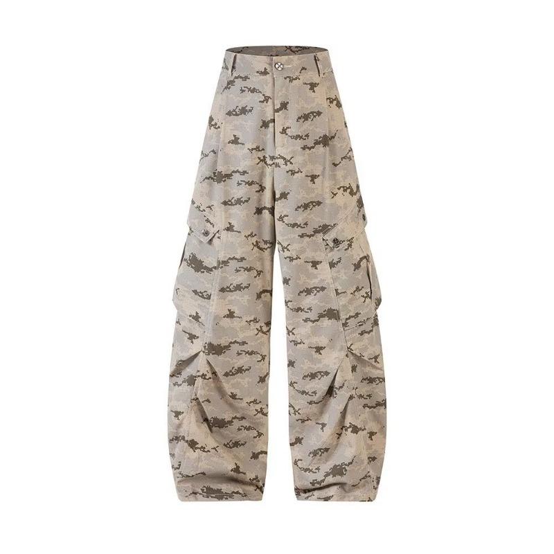 Desert camouflage tooling jeans men's and women's autumn new loose straight casual wide-leg scimitar pants