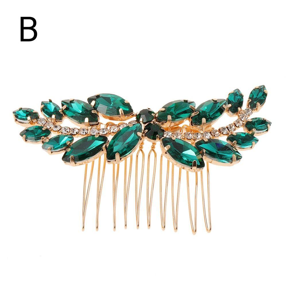 

Green Hair Ornaments Flower Leaf Headbands Crystal Hair Combs Bridal Clips Rhinestone Hair Comb B