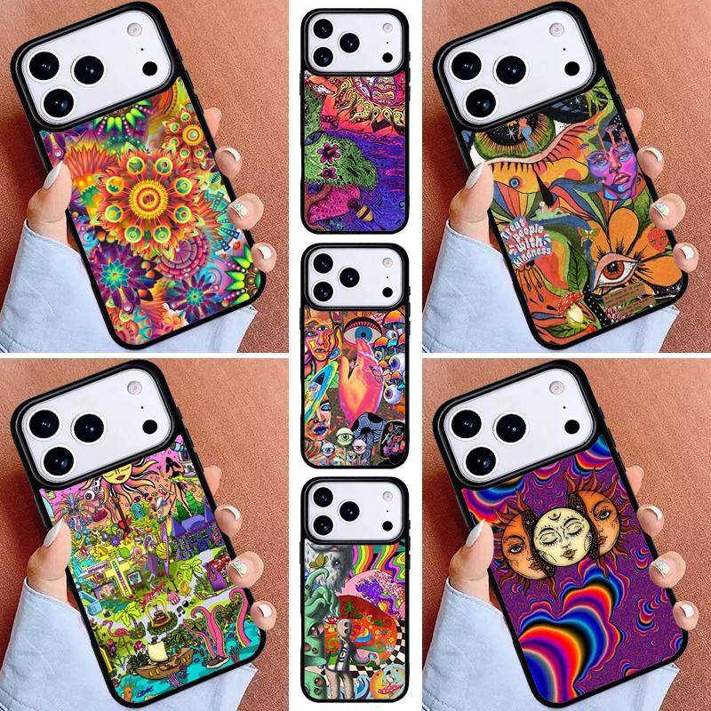 Hippy Hippie Psychedelic Art Phone Case for iPhone 16e 15 14 13 12 17 Pro Max Plus Air 17pro Cover Coque