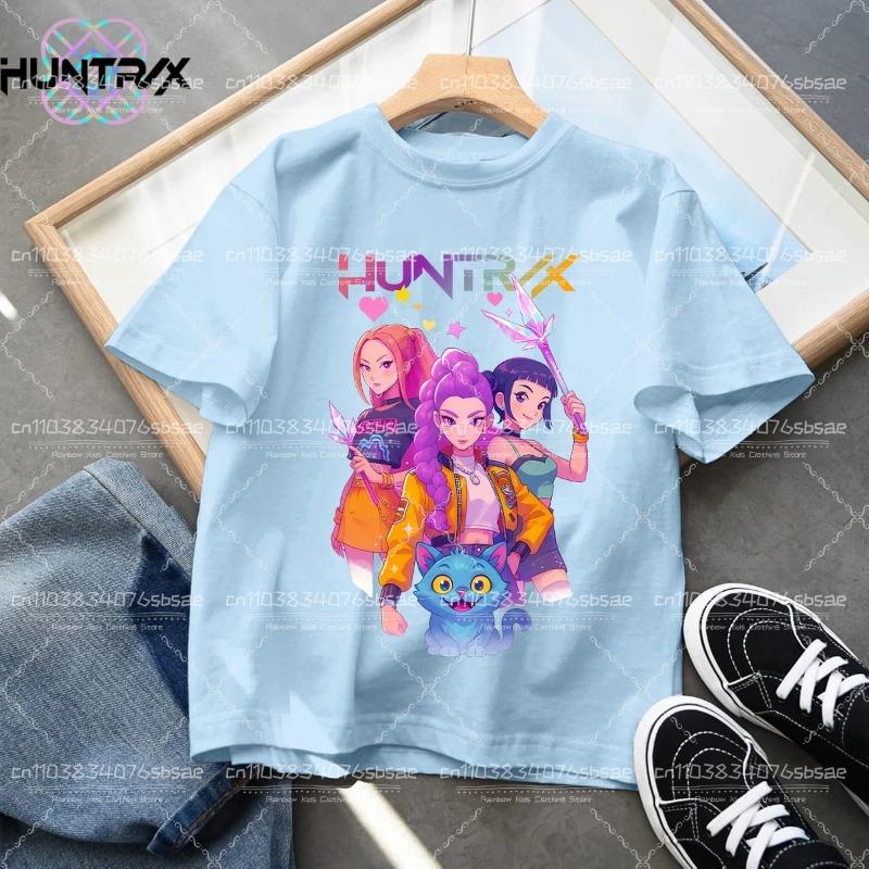 Kpop Demon Hunters Cartoon Tee Shirt Harajuku Cool Kids T-shirts Cotton Summer Tops Saja Boys Outfits Gift Baby Girl Boy Clothes
