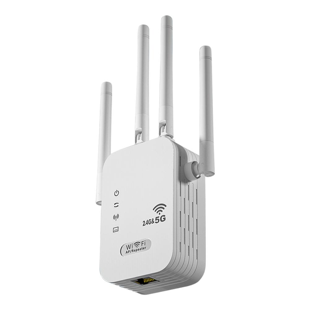 1200Mbps Wireless WiFi Repeater with WAN/LAN Port Dual-Band 2.4GHz/5GHz WiFi Extender 4 Antennas Wi-Fi Signal Booster for Home