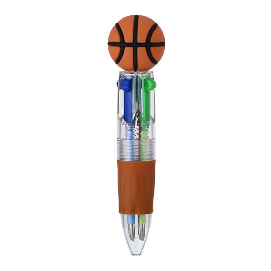 2Pcs Retractable Ballpoint Pen Cartoon Sports Ball 4-Color Mini Journal Pen with Football Basketball