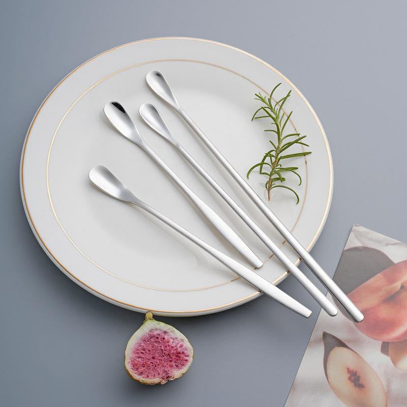 304 stainless steel long handle stirring melon seed spoon milk tea coffee honey spoon Japanese bar spoon long ice spoon spoon