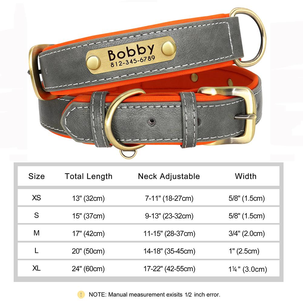 Custom Leather Dog Collar Personalized Collars with Free Engraved Nameplate for Small Medium Large Dogs Pitbull Labrador XS-XXL