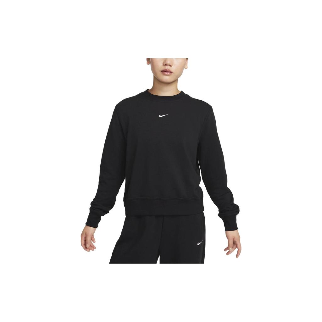 Nike Solid Color Logo Print Crew Neck Sweatshirt Women Tops Black FB5126-010