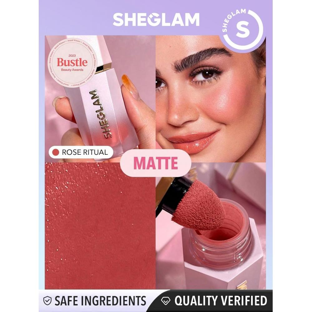 Sheglam Color Bloom Liquid Blush Matte Shimmer Animal Free Rose Ritual