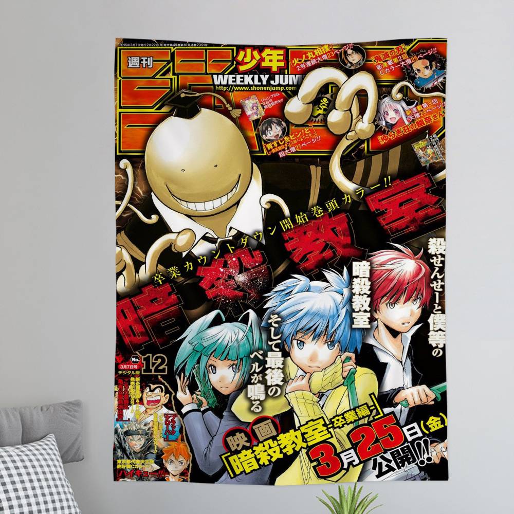 Assassination Classroom Full Class Wall Tapestry Korosensei 3E Students Playful Room Decor for Comedy Anime Shonen Fans