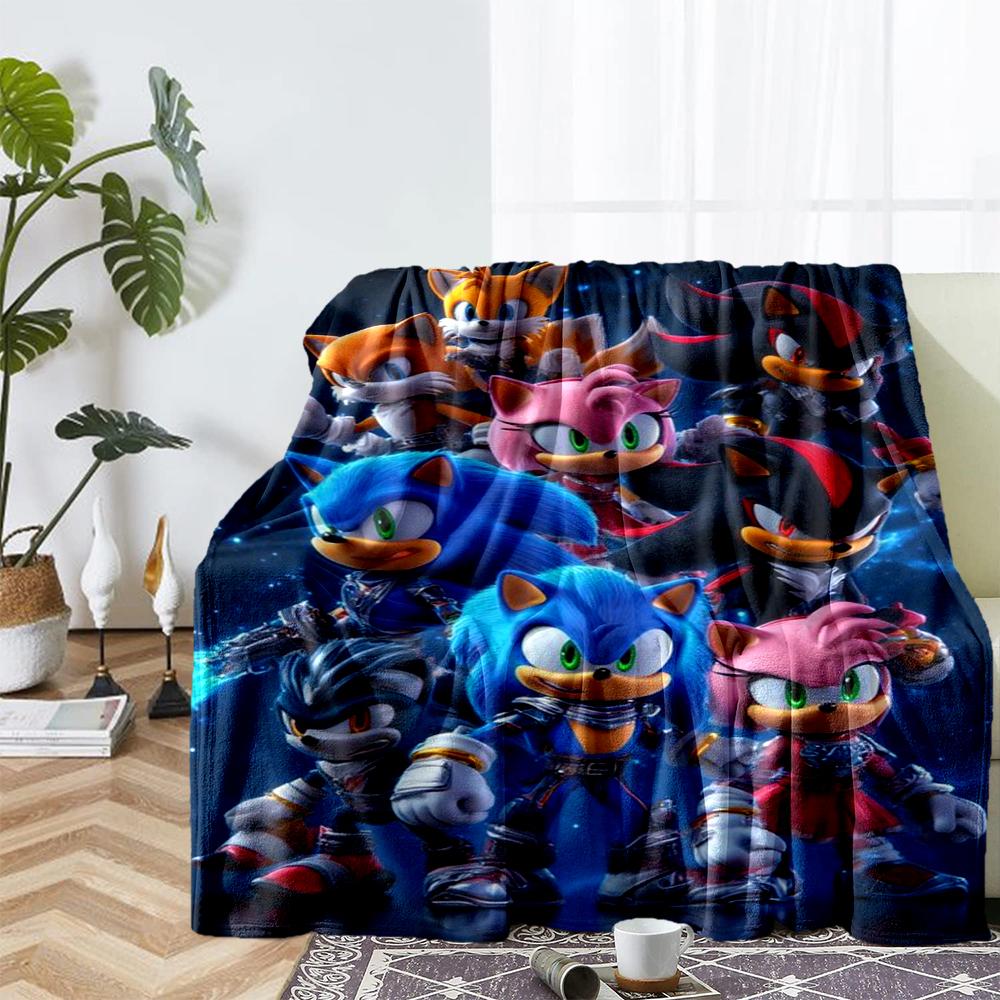 Sonic Theme Printed Blanket - Perfect for Couch, Bed, Travel & Outdoor Use | Machine Washable, Cozy & Durable.