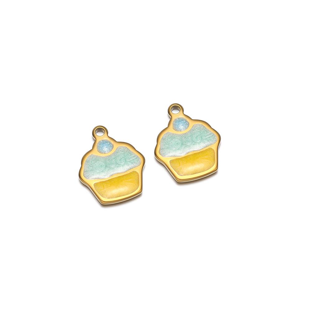 20pcs Stainless Steel 10mm Enamel Ice Cream Girls Bracelet Pendants Decoration Kids Summer Necklace Charms DIY Jewelry Making