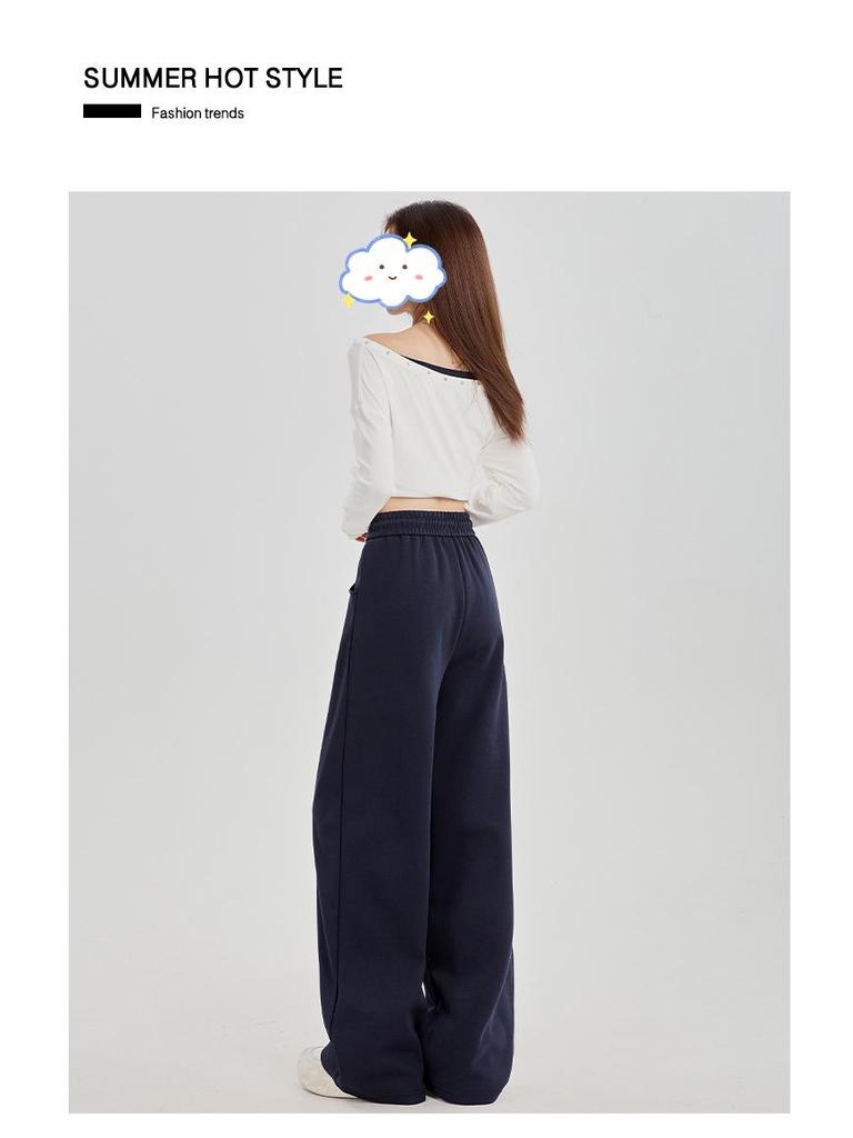 Women's Fleece-Lined Wide-Leg Drawstring Sweatpants - Autumn/Winter 2025 Collection