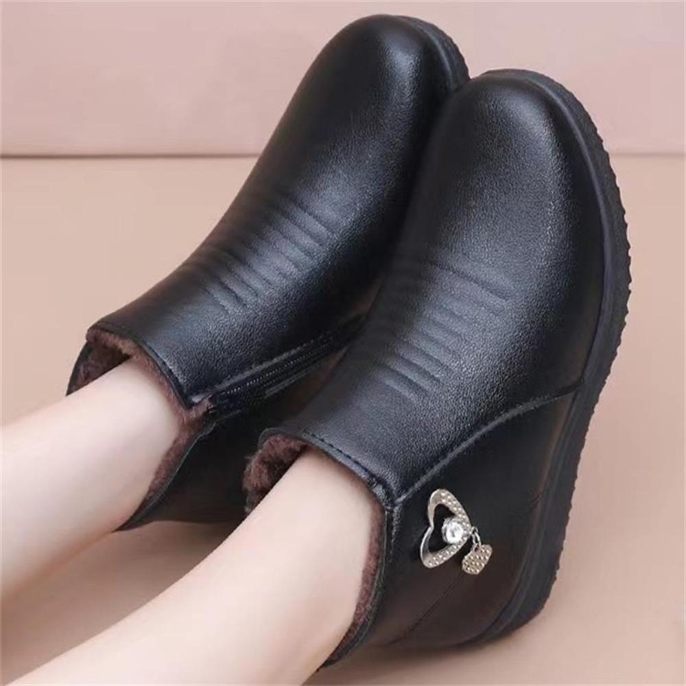Fashion Warm Cotton Winter Boots Fashion Autumn/Winter Black Round Toe Side Zipper Comfortable Women's Ankle Boots