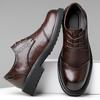 FashionSpring and Autumn New Round Head British Style Platform Shoes for Men Fashion Casual Leather Men's Dress Shoes