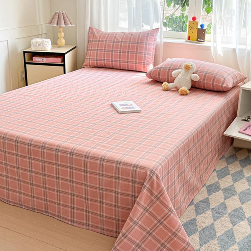 Raw Cotton Old Coarse Cloth Bed Sheet Soft Mat Three-piece Set Quilt Single Double Dormitory Printing Washable Anti-wrinkle
