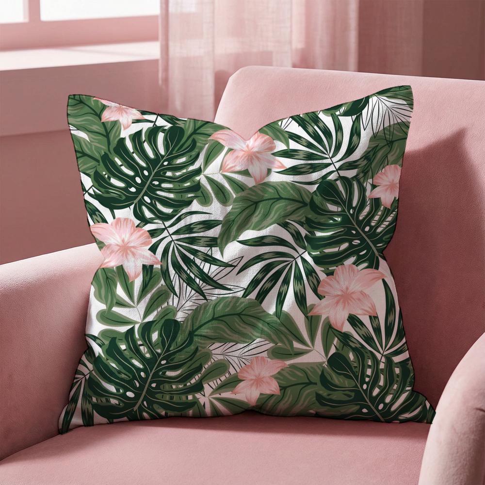 Tropical Leaves Series Cushion Cover Multi-Scene Pillow Cover for Home & Car - Reversible, Soft & Durable for Daily Use